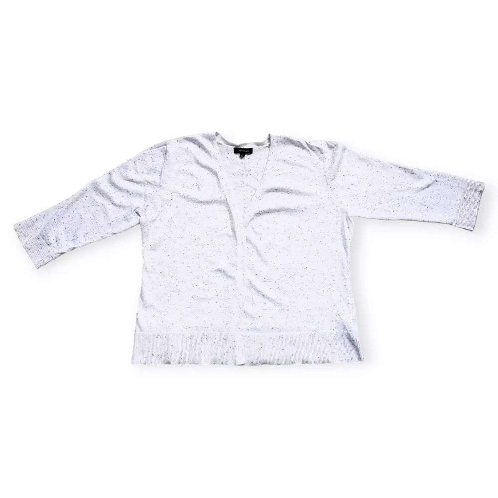 Verve Ami Cardigan Knit Sweater Womens Large Pearl Open Front Long Sleeve